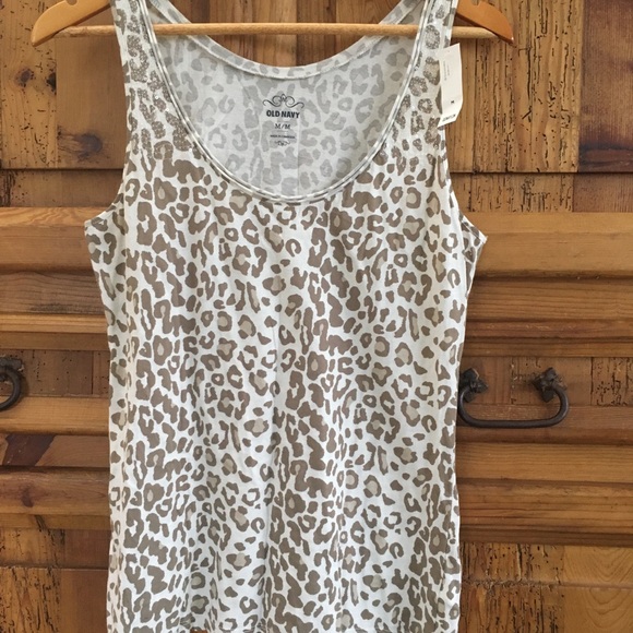 Old Navy Linen & Rayon Tan Top w/Leopard Tank NWT - Picture 4 of 8